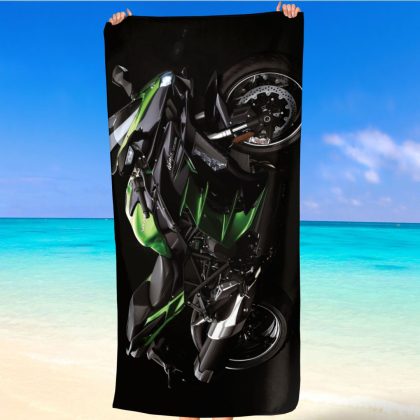 bikes Kawasaki Ninja H2 SX beach towel 3 1 jpg