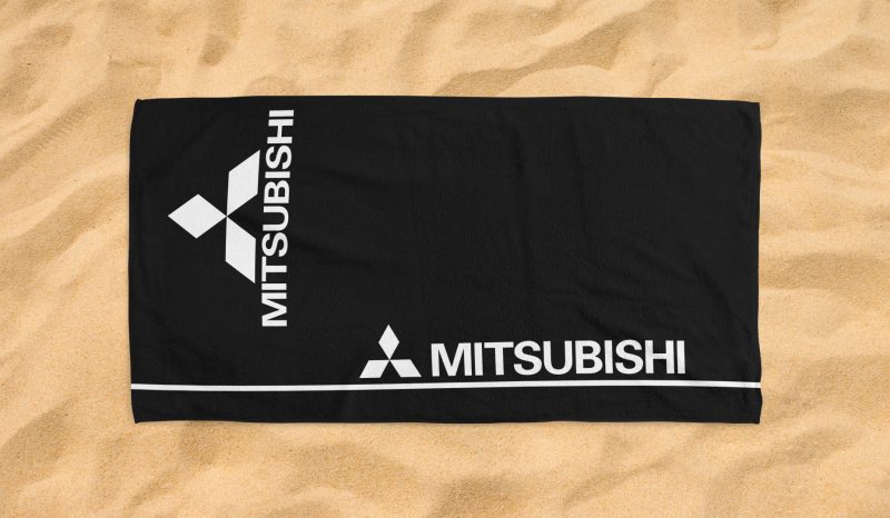 mitsibushi evo logo black beach towel 2 1 jpg