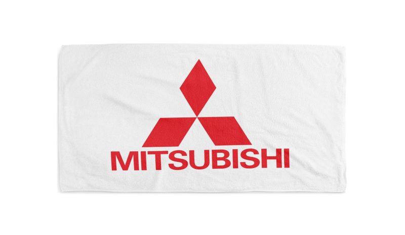 mitsibushi evo logo white beach towel 1 1 jpg