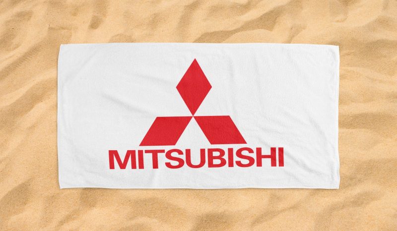 mitsibushi evo logo white beach towel 3 1 jpg