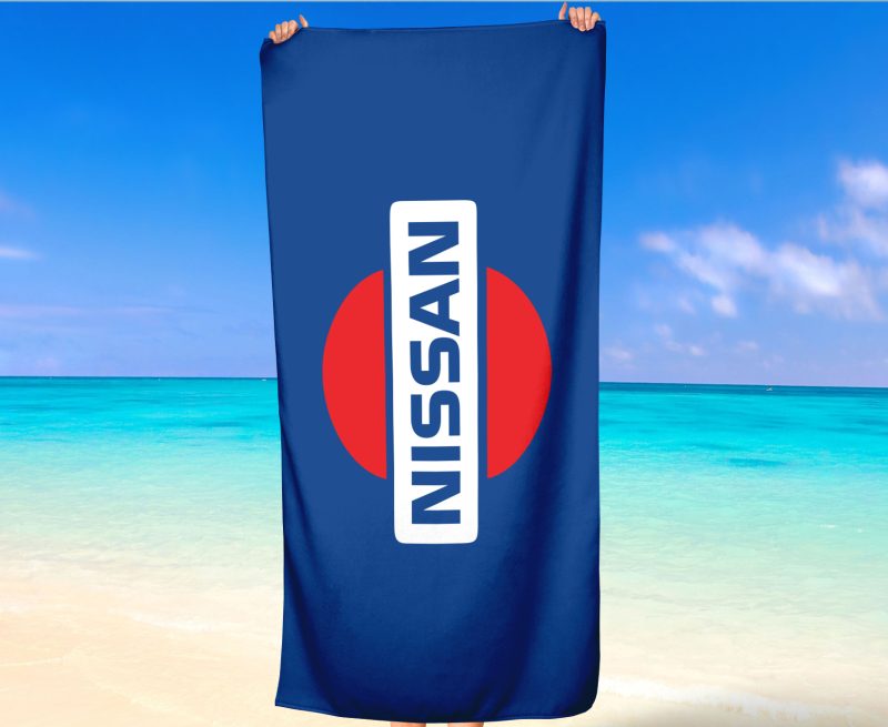 nissan blue logo beach towel 2
