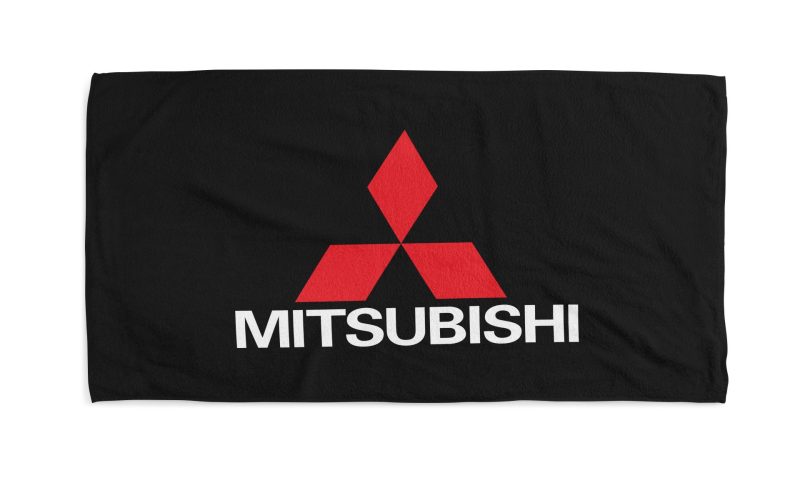 mitsubishi evo logo white beach towel 16