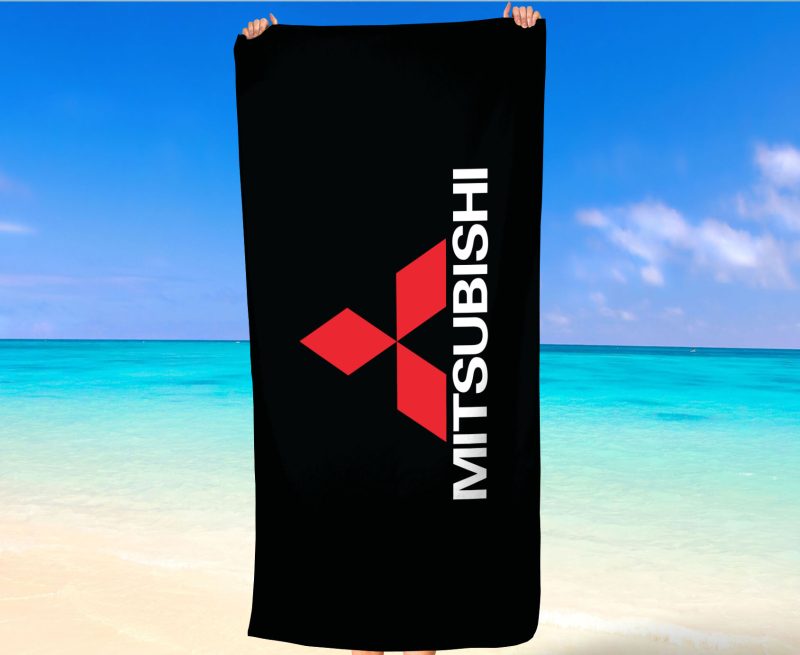 mitsubishi evo logo white beach towel 17